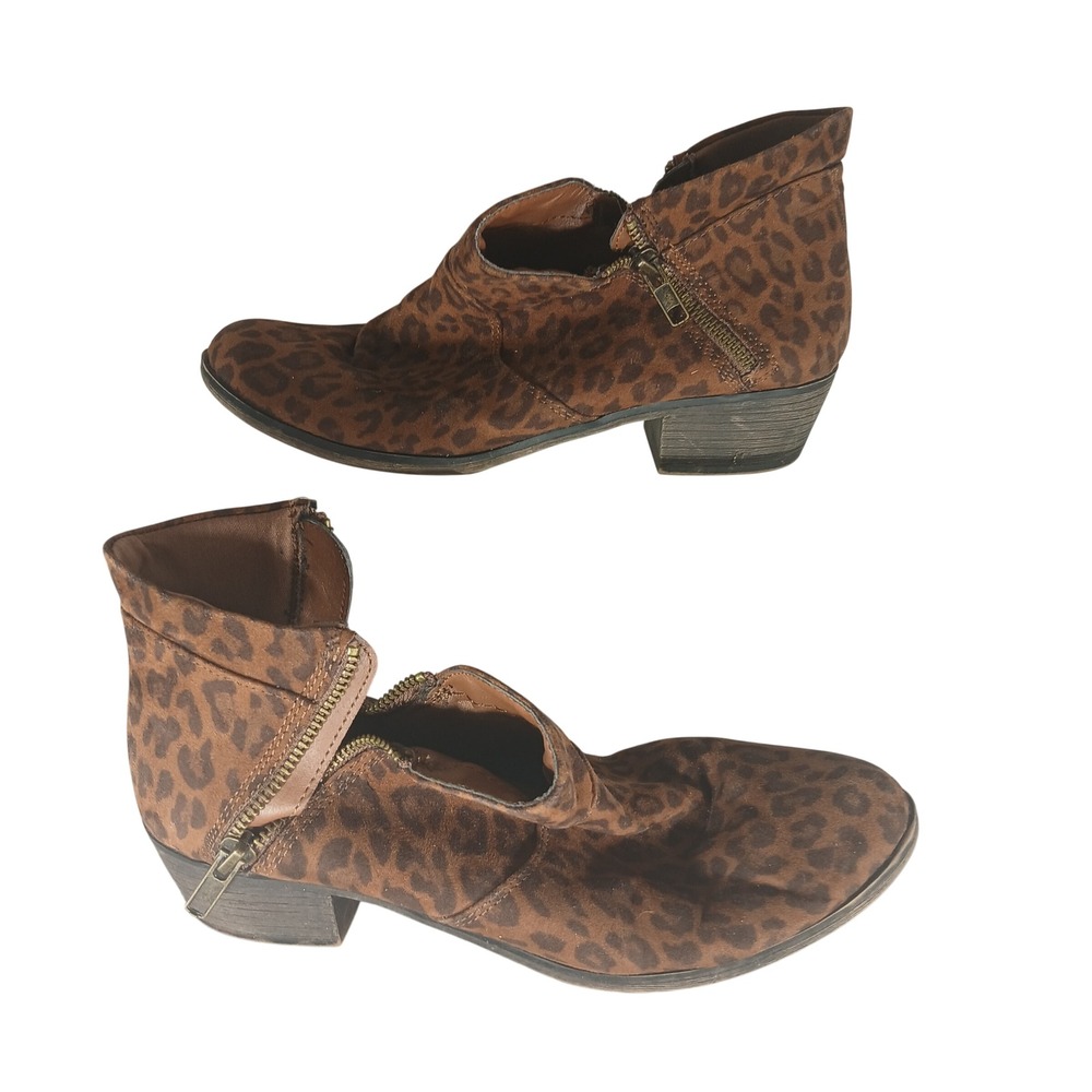 American‎ Rag Leopard Print Ankle Boots Side Zip Block Heel Size 8